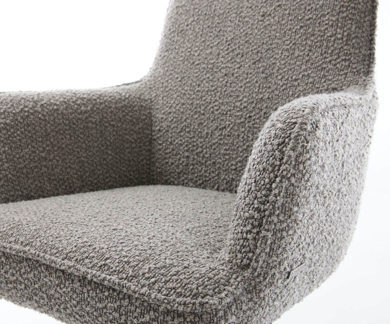 Jedálenská stolička Heira-Flex s opierkami bouclé strieborno sivá krížová podstava zúžená nerezová oceľ otočný o 180° vrecková pružina - Image 4