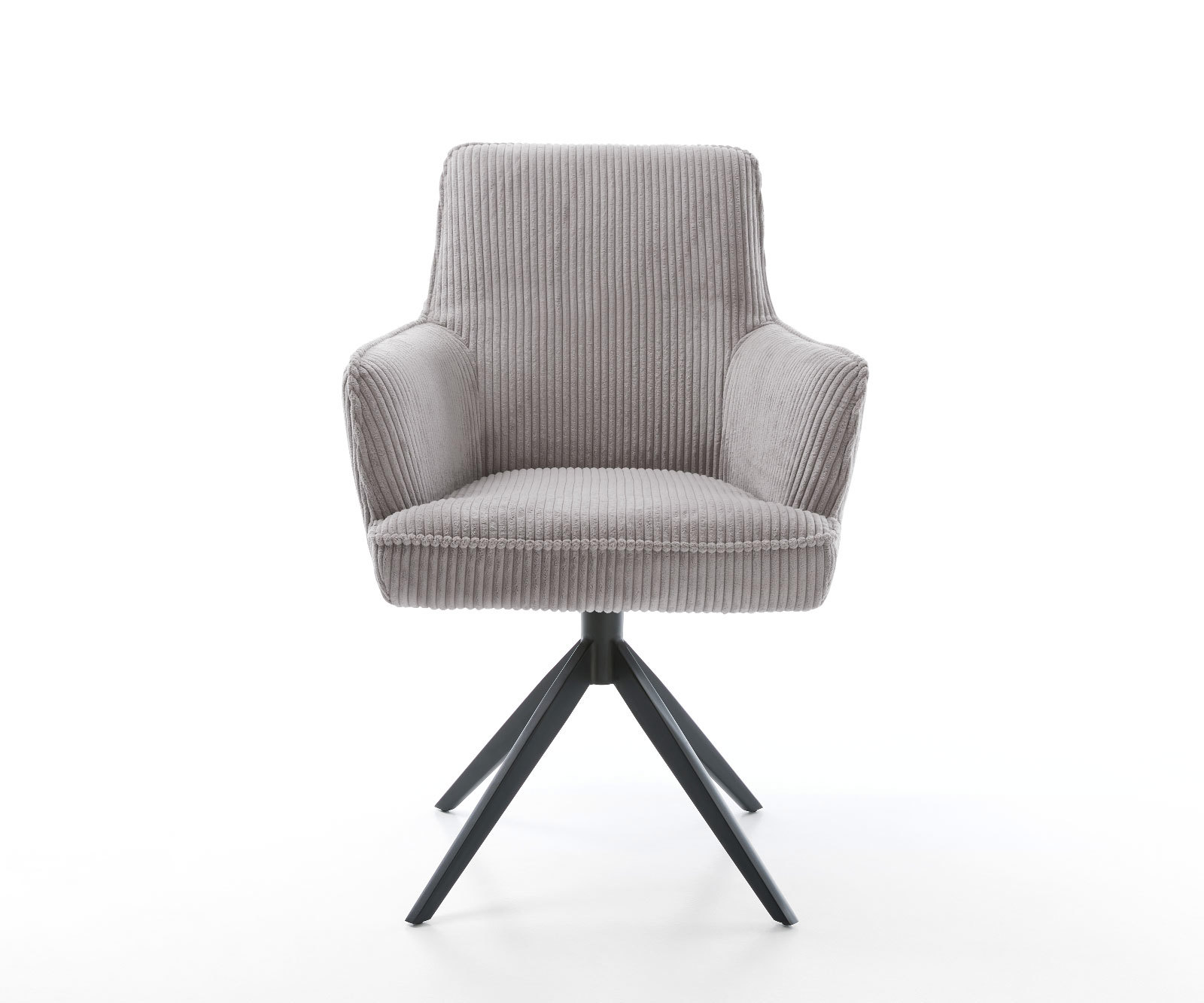 Jedálenská stolička Heira-Flex s opierkami manšester strieborno sivá krížová podstava široká čierna 360° otočná vrecková pružina - Image 2