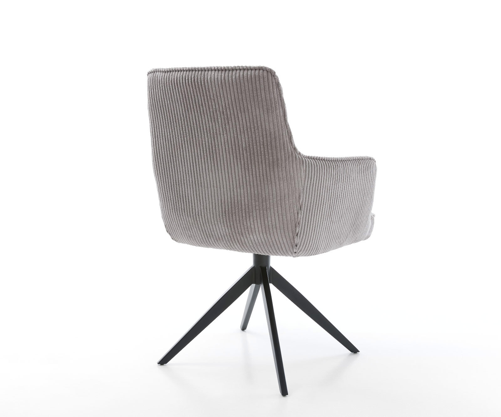 Jedálenská stolička Heira-Flex s opierkami manšester strieborno sivá krížová podstava široká čierna 360° otočná vrecková pružina - Image 5