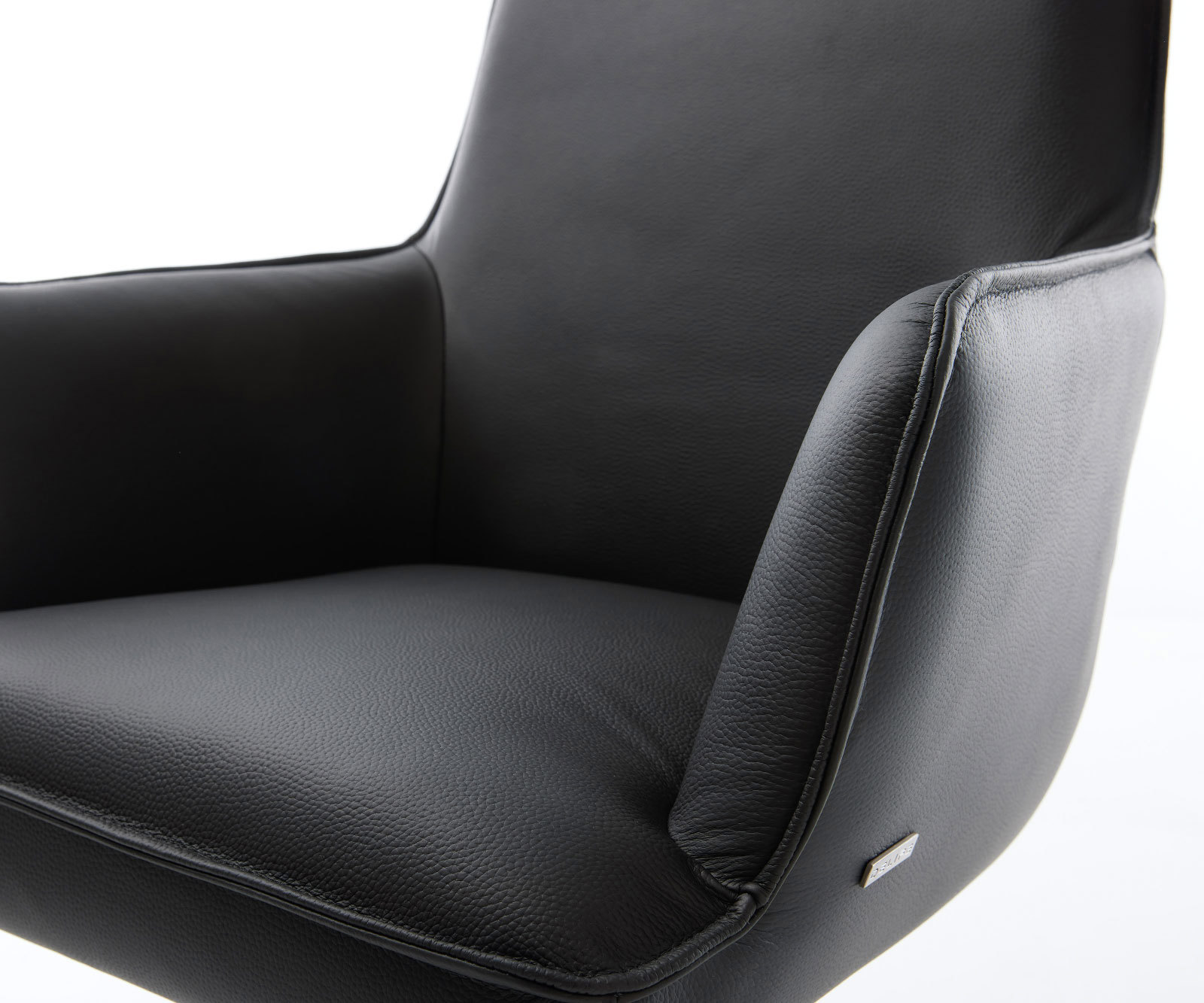 Jedálenská stolička Heira-Flex s opierkami pravá koža čierna 4-nohá zúžená čierna vrecková pružina - Image 4