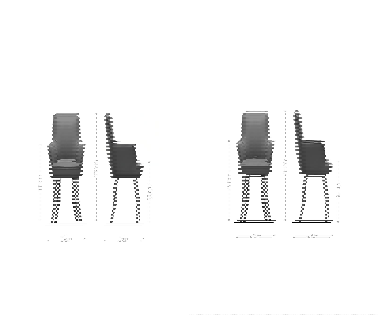 Jedálenská stolička Heira-Flex s opierkami pravá koža čierna 4-nohá zúžená čierna vrecková pružina - Image 6