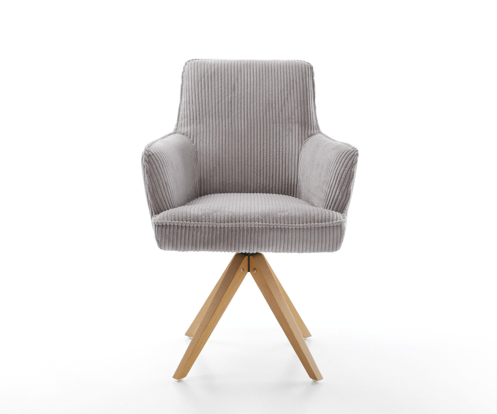 Otočná jedálenská stolička Heira-Flex s opierkami manšester strieborno sivá drevená podstava hranatá prírodná 180° otočná vrecková pružina - Image 2