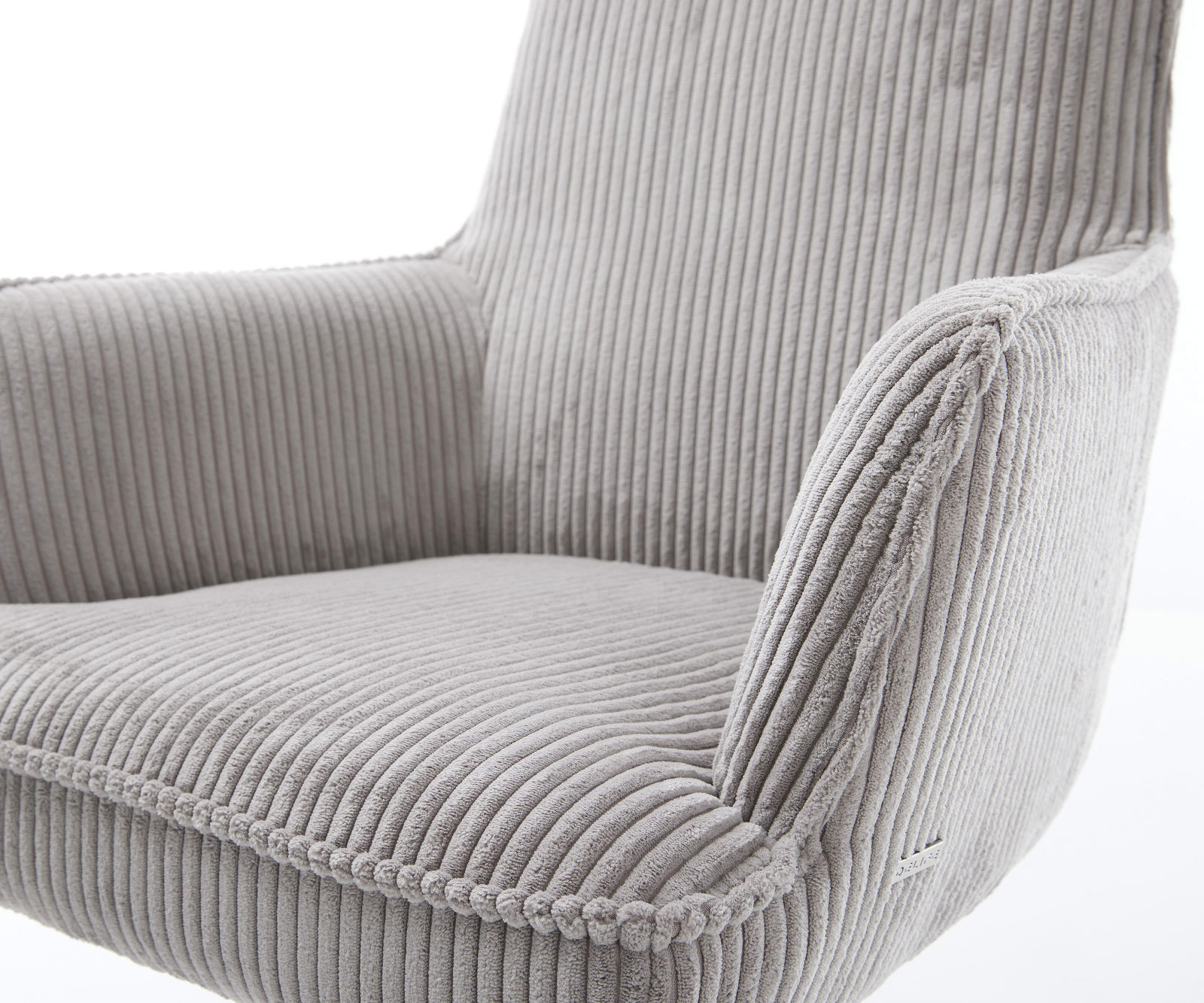 Otočná jedálenská stolička Heira-Flex s opierkami manšester strieborno sivá drevená podstava hranatá prírodná 180° otočná vrecková pružina - Image 4