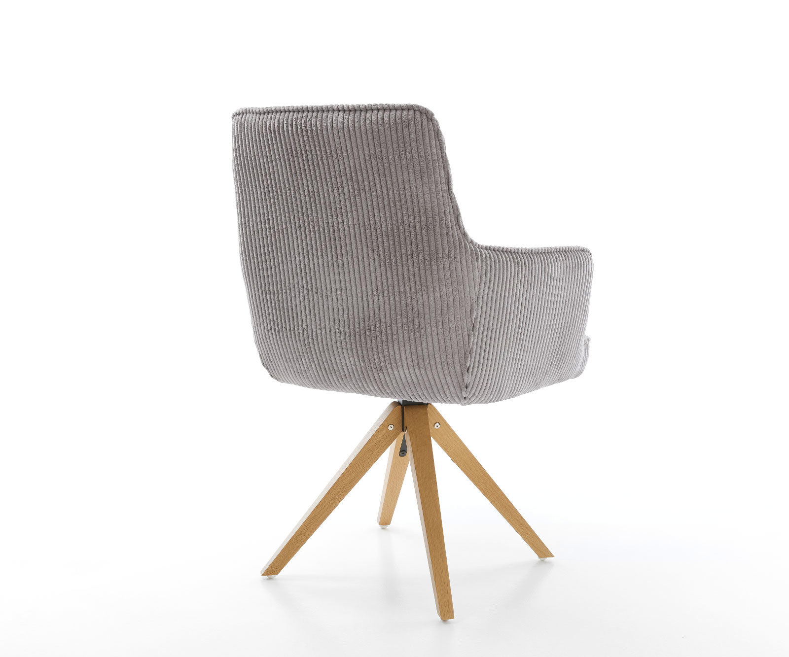 Otočná jedálenská stolička Heira-Flex s opierkami manšester strieborno sivá drevená podstava hranatá prírodná 180° otočná vrecková pružina - Image 5