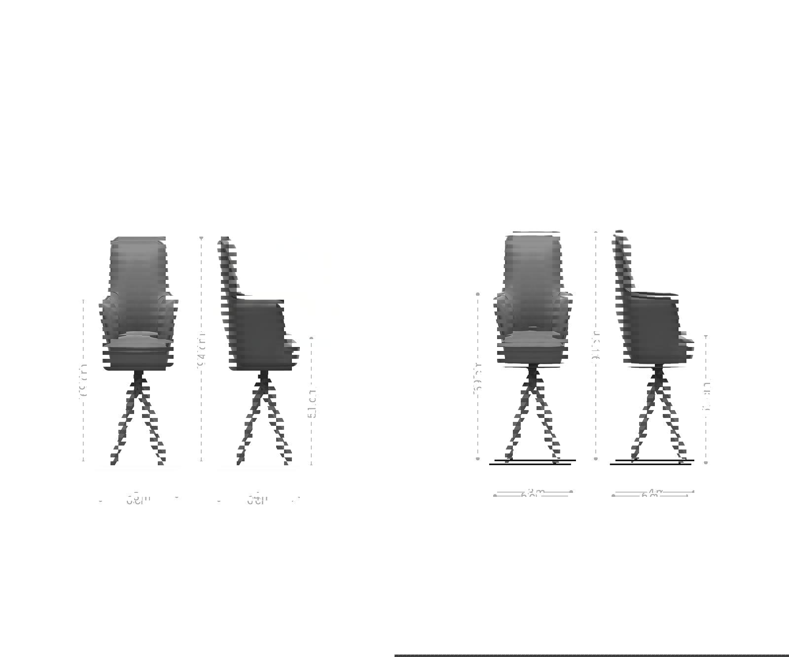 Otočná jedálenská stolička Heira-Flex s opierkami manšester strieborno sivá drevená podstava hranatá prírodná 180° otočná vrecková pružina - Image 6