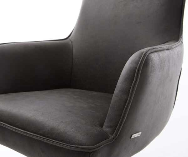 Heira-Flex otočné kreslo s podrúčkami krížová podnož zúžená kovová čierna mikrovlákno antracit vintage 180° otočné vreckové pružiny - Image 4