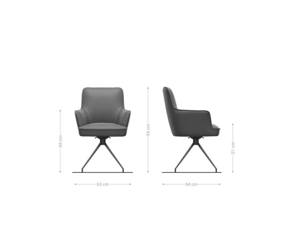 Heira-Flex otočné kreslo s podrúčkami krížová podnož zúžená nerezová oceľ mikrovlákno antracit vintage 180° otočné vreckové pružiny - Image 6
