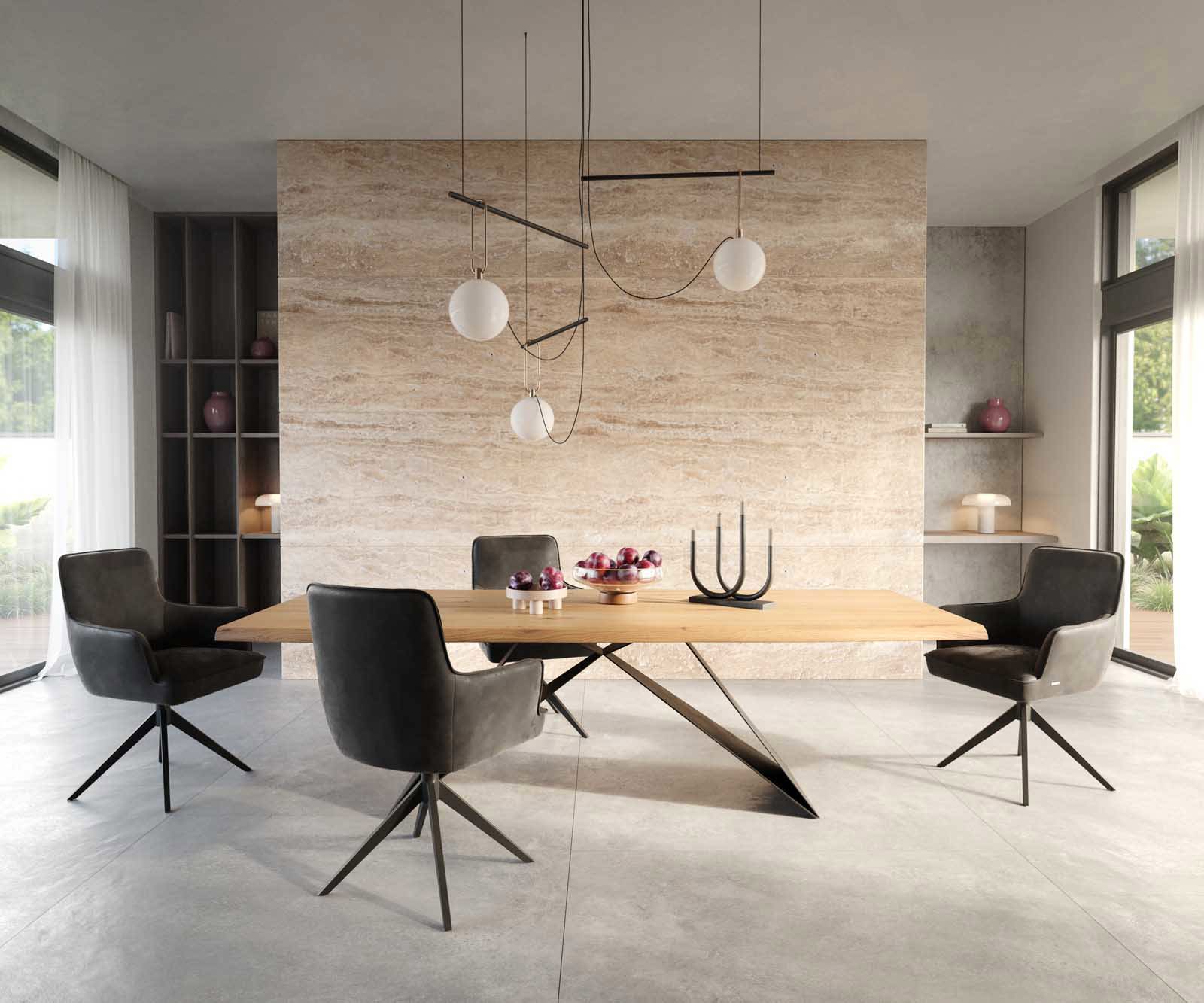 Jedálenská stolička Heira-Flex s opierkami mikrovlákno antracit vintage krížová podstava široká čierna 360° otočná vrecková pružina - Image 5