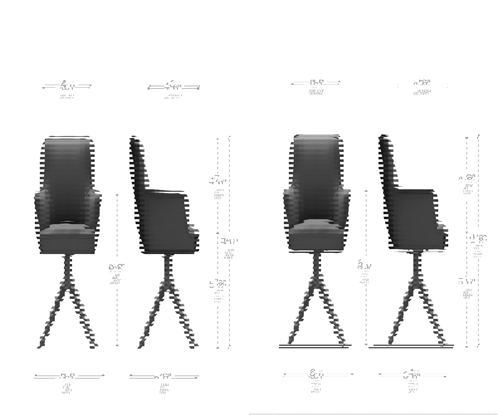 Jedálenská stolička Heira-Flex s opierkami mikrovlákno antracit vintage krížová podstava široká čierna 360° otočná vrecková pružina - Image 6