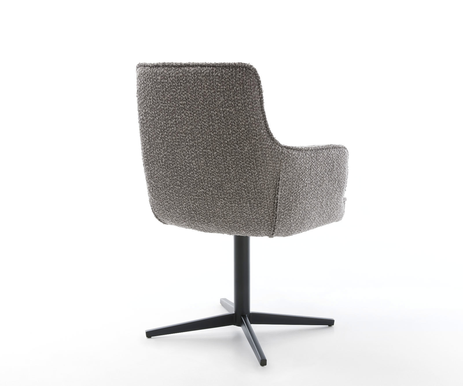 Otočná jedálenská stolička Heira-Flex s opierkami bouclé strieborno sivá podstava čierna 360° otočná vrecková pružina - Image 5