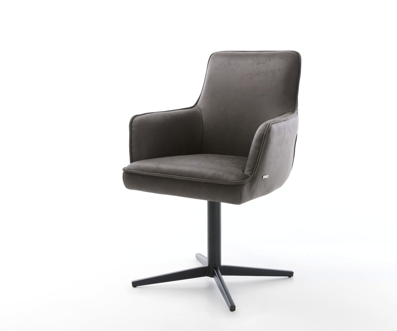 Otočná jedálenská stolička Heira-Flex s opierkami mikrovlákno antracit vintage čierna podstava 360° otočná vrecková pružina