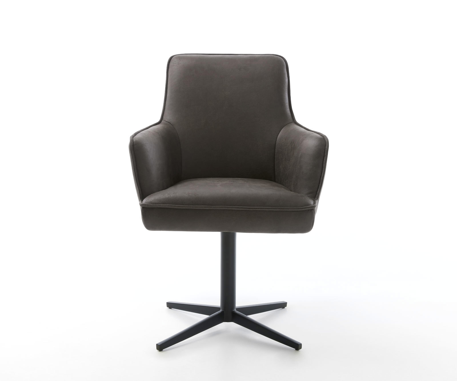 Otočná jedálenská stolička Heira-Flex s opierkami mikrovlákno antracit vintage čierna podstava 360° otočná vrecková pružina - Image 2