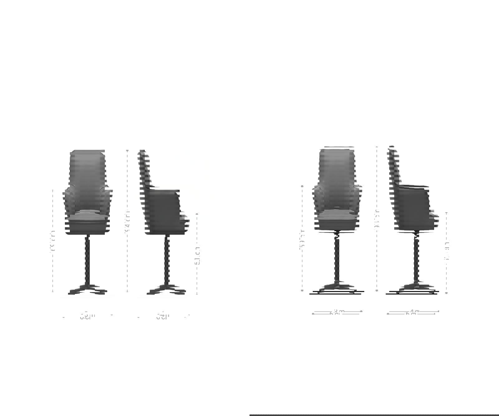 Otočná jedálenská stolička Heira-Flex s opierkami mikrovlákno antracit vintage čierna podstava 360° otočná vrecková pružina - Image 6