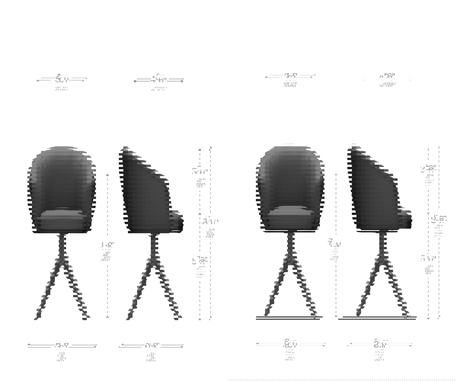 Jedálenská stolička Caja-Flex s opierkami pravá koža čierna krížová podstava široká nerezová oceľ otočný 360° vrecková pružina - Image 7