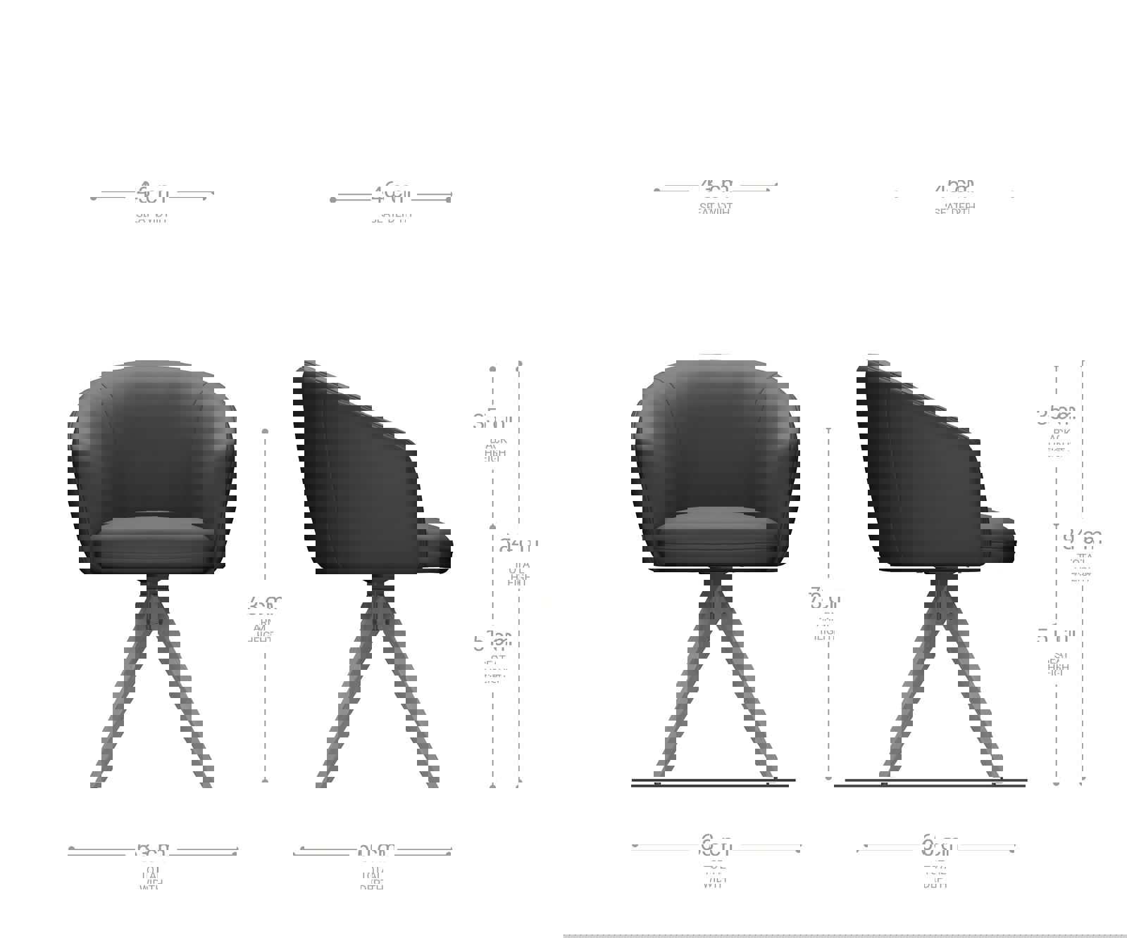 Jedálenská stolička Caja-Flex s opierkami mikrovlákno antracit vintage drevená podstava hranatá prírodná 180° otočná vrecková pružina - Image 7