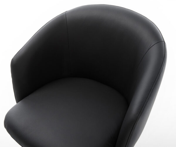 Jedálenská stolička Caja-Flex s podrúčkami krížová základňa široká kovová pravá koža čierna 360° - Image 4
