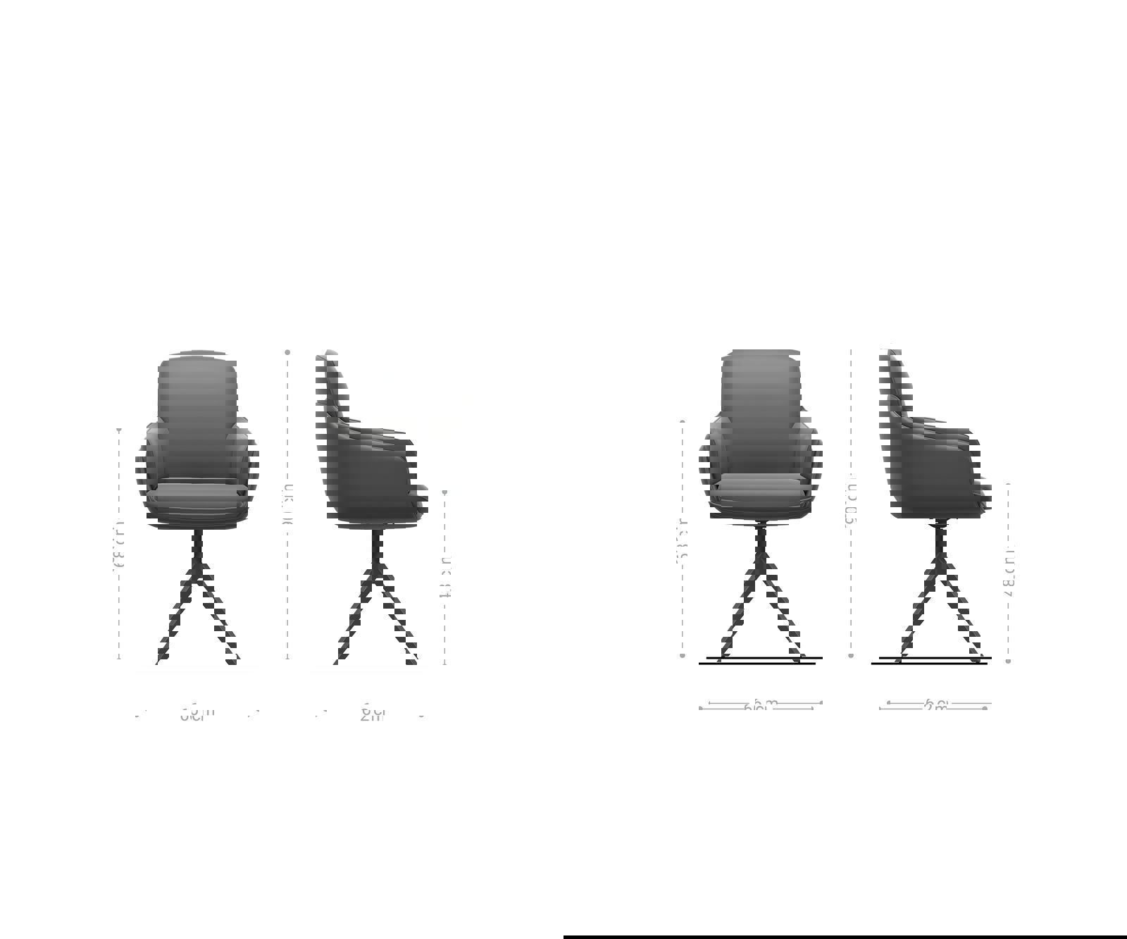 Otočná jedálenská stolička Luan-Flex s opierkami zmiešané materiály tmavobéžová krížová podstava široká čierna otočná o 360° - Image 5