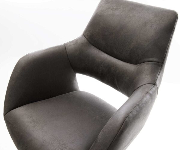 Barová stolička Yago-Flex tenká základňa kov čierne mikrovlákno antracit vintage taška pružiny - Image 4