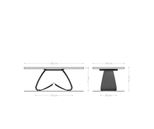 Hranatý jedálenský stôl 200x100 prírodný dub Podstava v tvare W kovová čierna - Image 6
