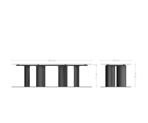 Jedálenský stôl Edge Oval 280x130 keramický Minas Melange bielo-béžový Pillar z nehrdzavejúcej ocele grafitovej farby - Image 9