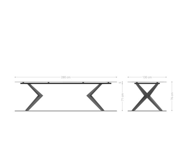 Jedálenský stôl Edge Oval 280x130 keramický Minas Melange bielo-béžový Zenthara štvorcový kovový čierny - Image 8