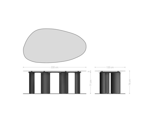 Jedálenský stôl Edge oválny 220x120 keramika Laminam® sabbia dubová farba pilier nerezová oceľ grafitová - Image 8