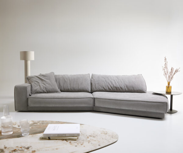 Snoosh veľká pohovka 400x150 cm textúrovaná látka mäkká sivá melírovaná pravá - Image 4