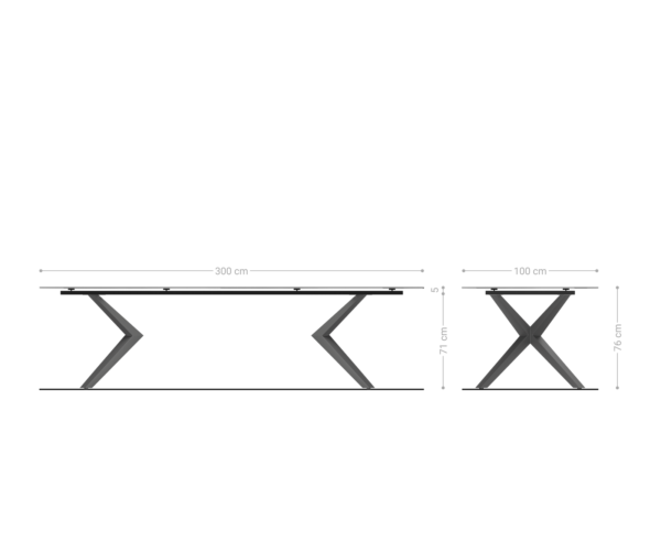 Jedálenský stôl Edge 300x100 keramický Laminam® Emperador Extra Lucidato tmavohnedý Zenthara štvorcová podnož kovová čierna - Image 7