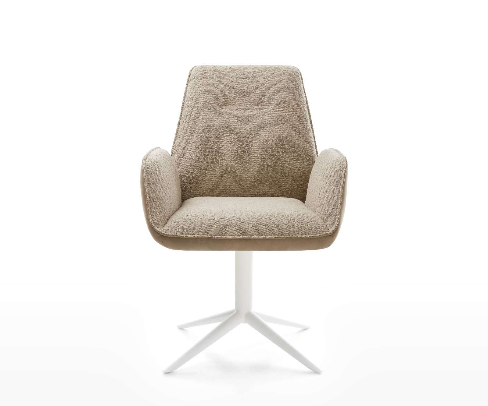 Otočná jedálenská stolička Zoa-Flex zmiešané materiály tmavobéžová podstava biela otočný o 360° hojdacia funkcia vrecková pružina - Image 2