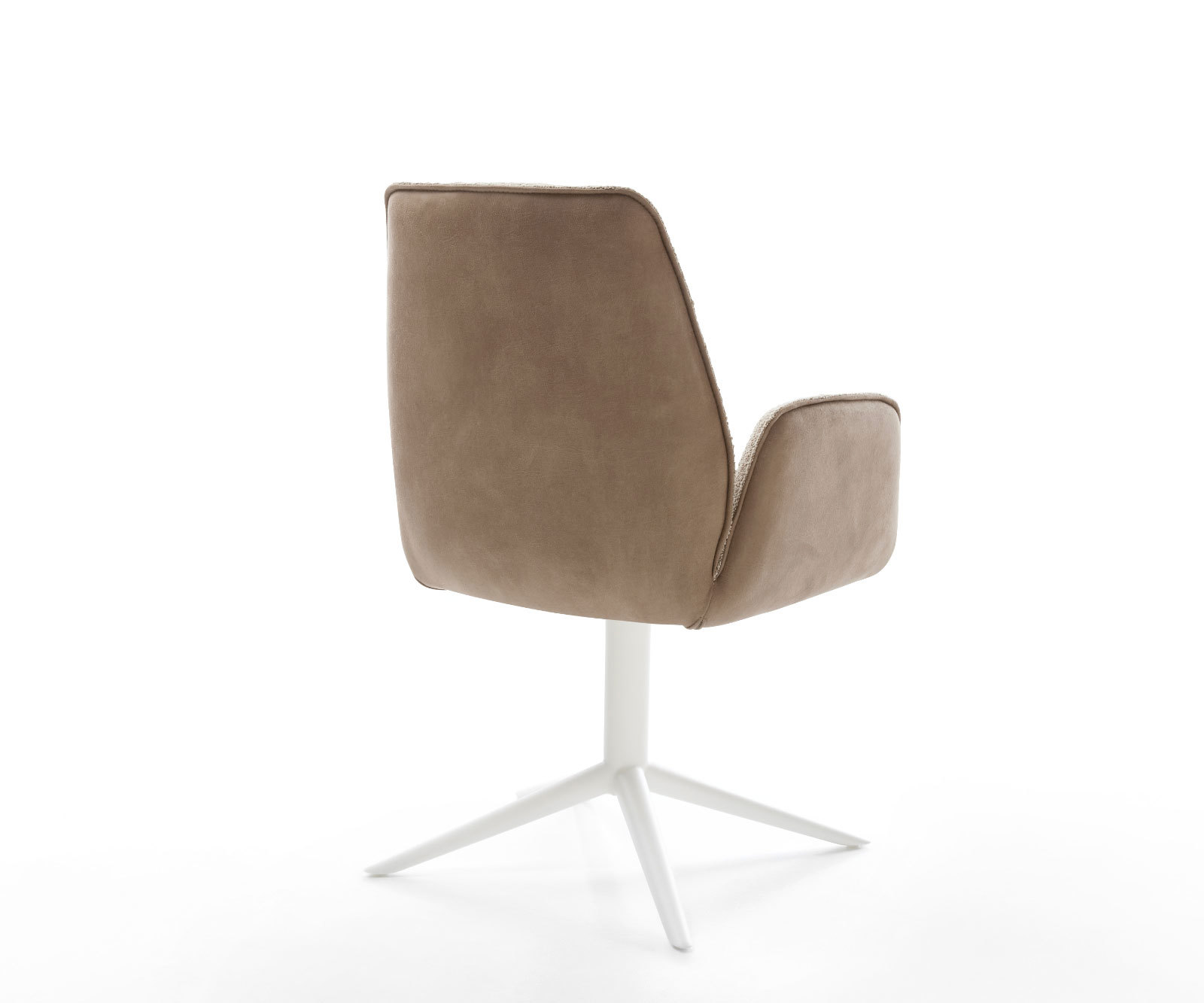 Otočná jedálenská stolička Zoa-Flex zmiešané materiály tmavobéžová podstava biela otočný o 360° hojdacia funkcia vrecková pružina - Image 5