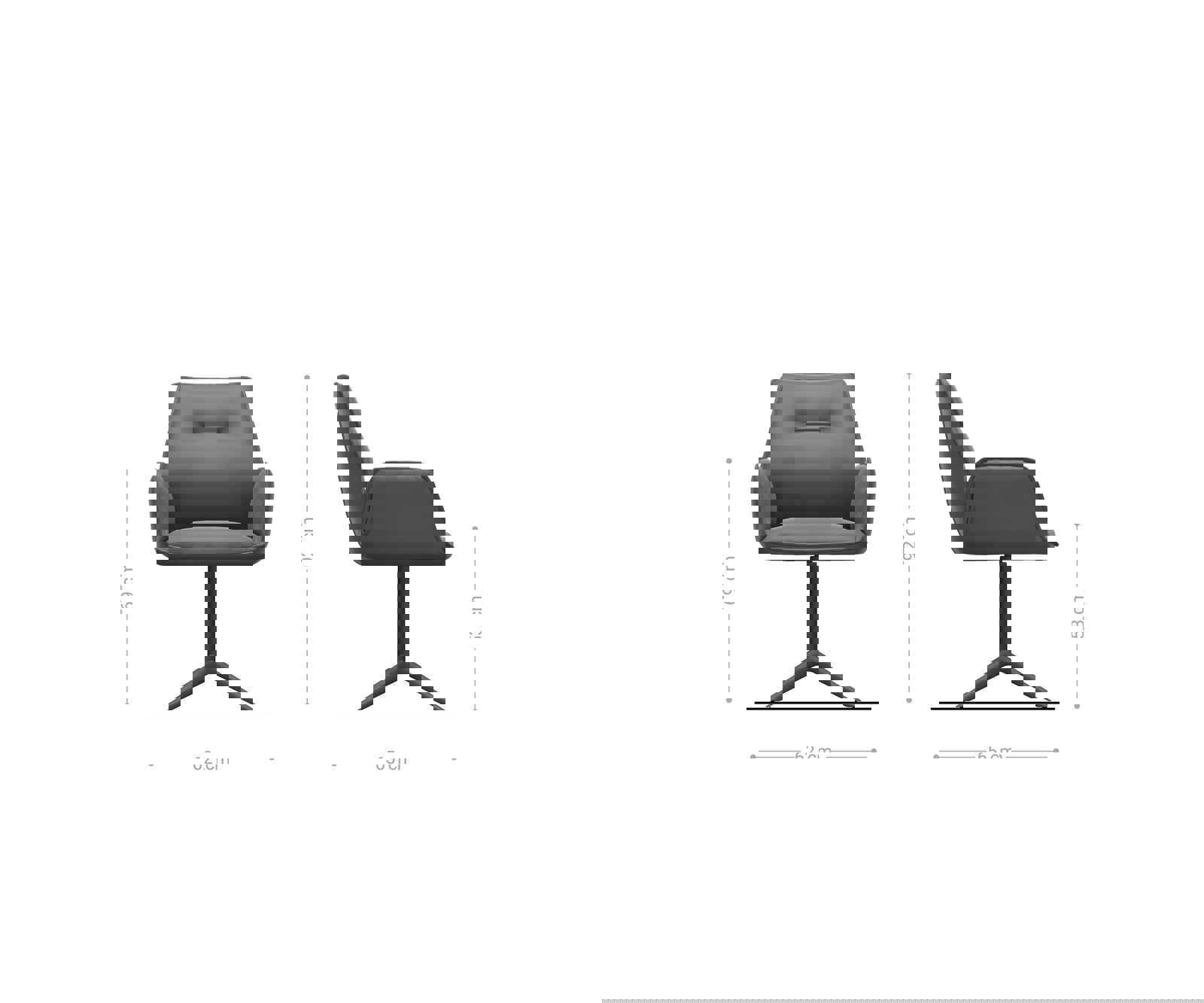 Otočná jedálenská stolička Zoa-Flex zmiešané materiály tmavobéžová podstava biela otočný o 360° hojdacia funkcia vrecková pružina - Image 6