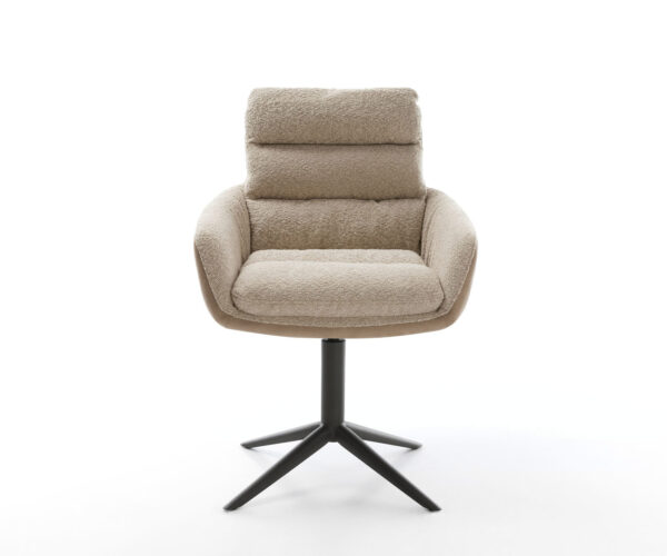 Abelia-Flex jedálenská stolička s podrúčkami mix materiálov béžová podnož hojdacia čierna otočná o 360° - Image 2