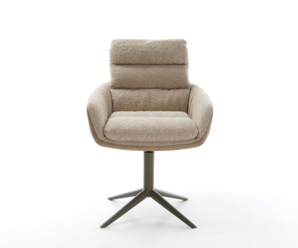 Abelia-Flex jedálenská stolička s podrúčkami mix materiálov béžová titánová podnož hojdacia 360° otočná - Image 2