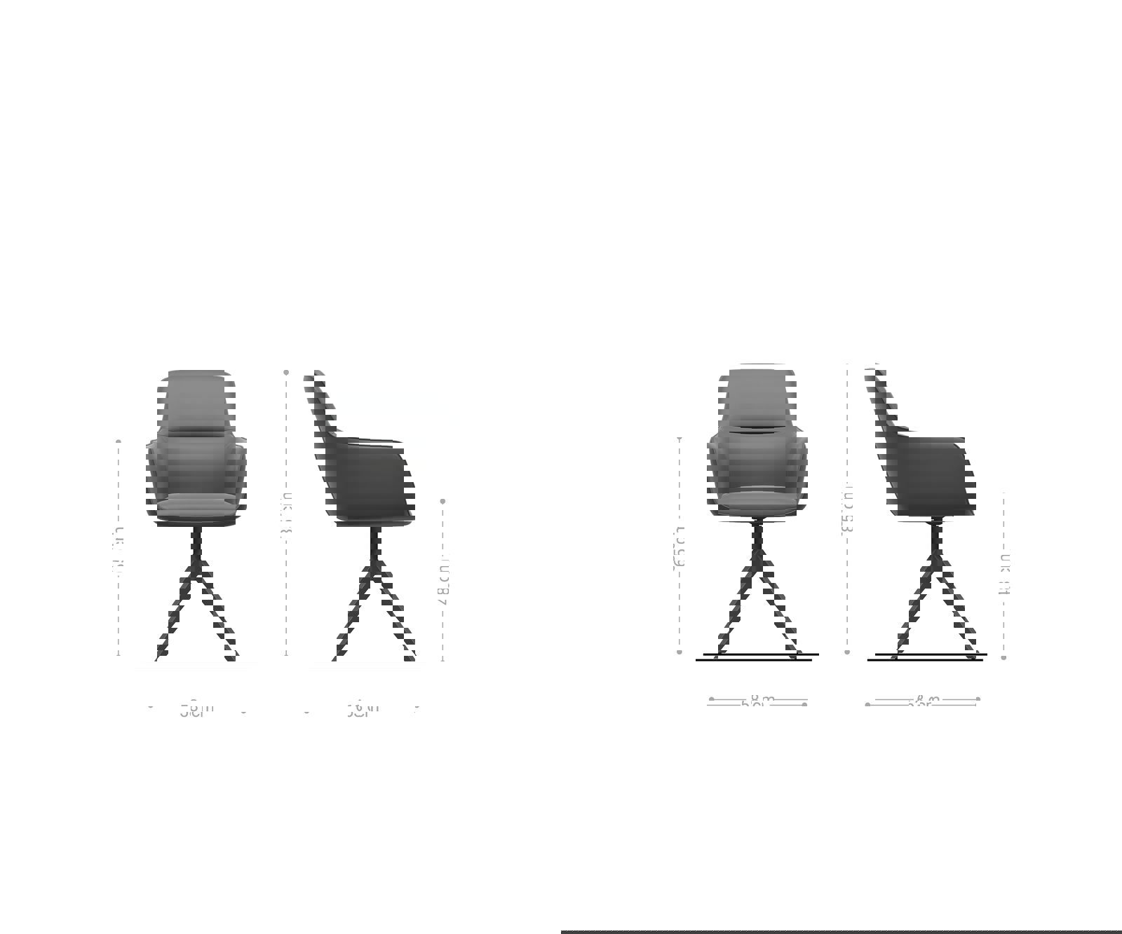 Jedálenská stolička Pejo-Flex šenilka pastelovo modrá krížová podstava široká efektová úprava titánová 360° otočná vrecková pružina - Image 6