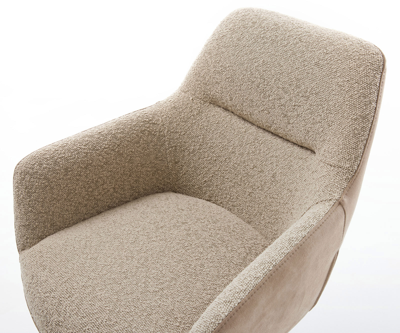 Otočná jedálenská stolička Pejo-Flex zmiešané materiály tmavobéžová drevená podstava hranatá biela otočná o 180° vrecková pružina - Image 4