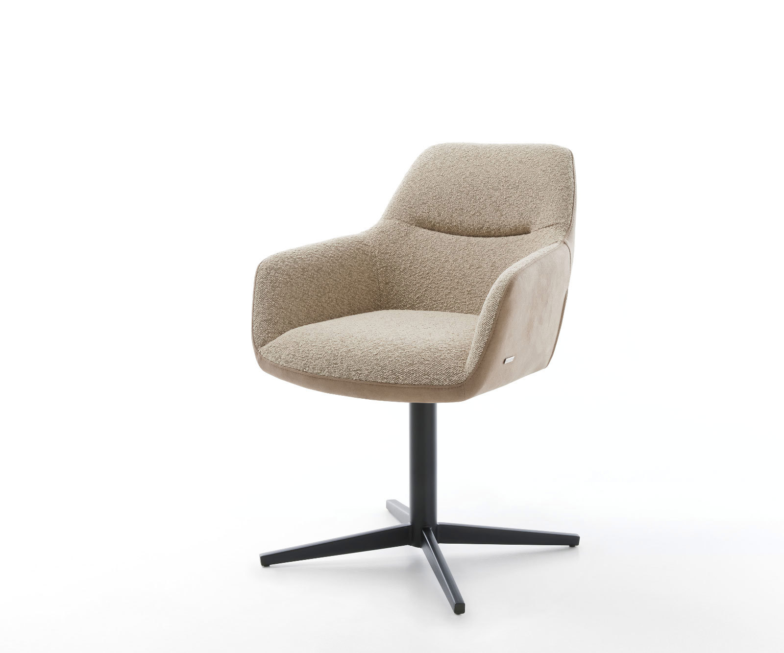 Otočná jedálenská stolička Pejo-Flex zmiešané materiály tmavobéžová podstava čierna 360° otočná vrecková pružina