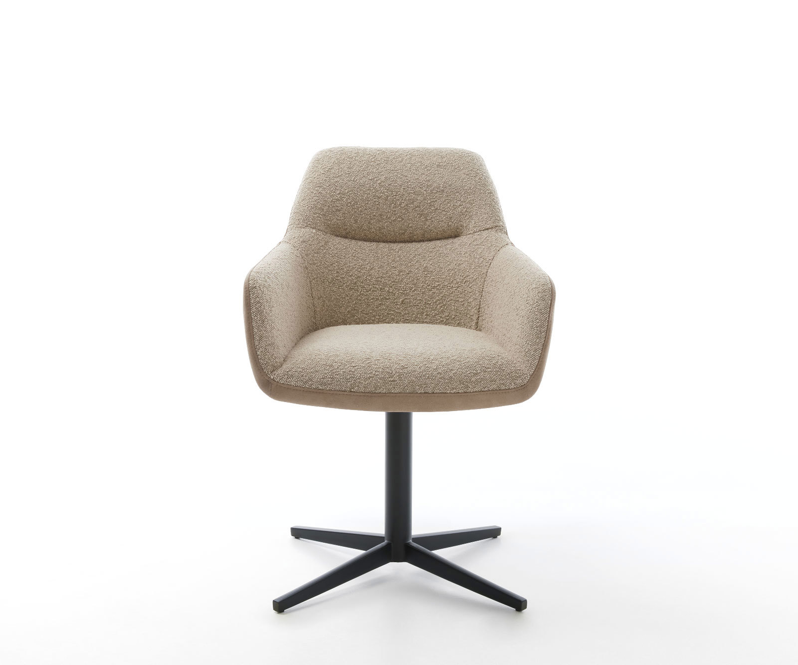 Otočná jedálenská stolička Pejo-Flex zmiešané materiály tmavobéžová podstava čierna 360° otočná vrecková pružina - Image 2