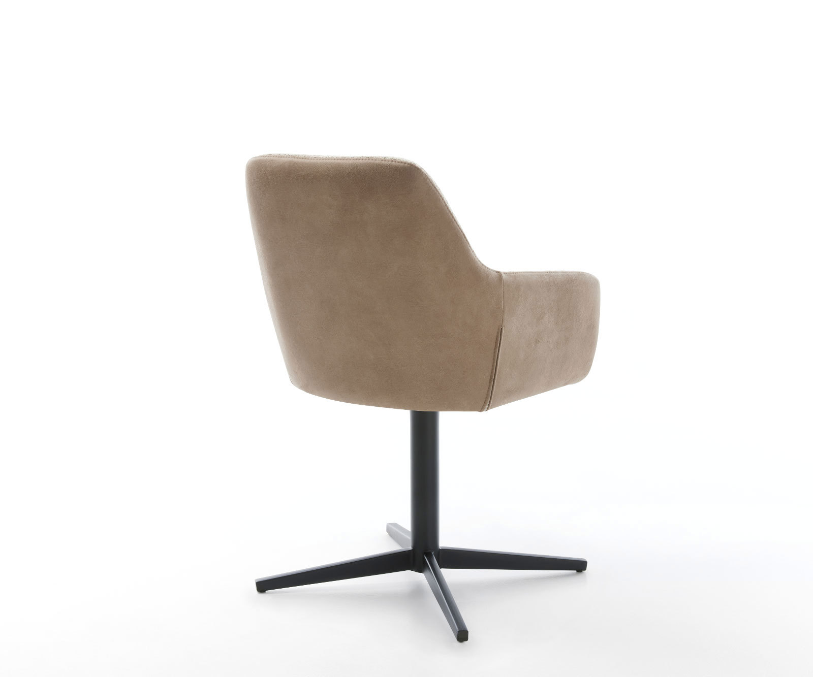 Otočná jedálenská stolička Pejo-Flex zmiešané materiály tmavobéžová podstava čierna 360° otočná vrecková pružina - Image 5