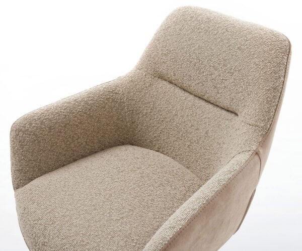 Otočná jedálenská stolička Pejo-Flex zmiešané materiály tmavobéžová podstava efektová titánová farba 360° otočná vrecková pružina - Image 4