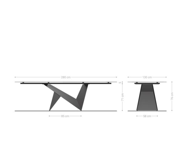 Jedálenský stôl Edge oválny 280x130 keramika Minas melange bielo-béžová Origami metalická zlatá - Image 8