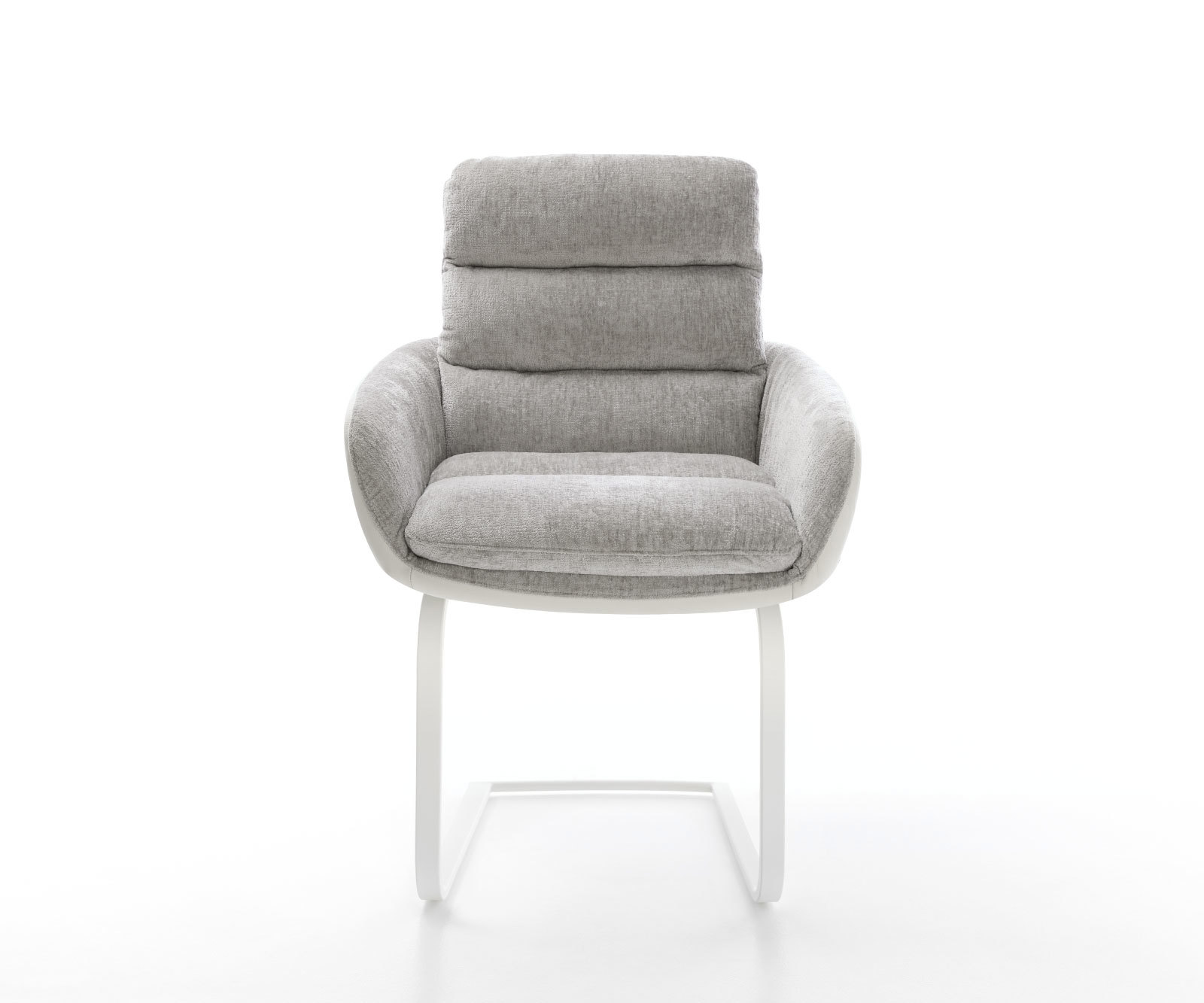 Jedálenská stolička Abelia-Flex s opierkami zmiešané materiály pravá koža bielo-strieborno sivá jedálenská stolička plochá biela - Image 2