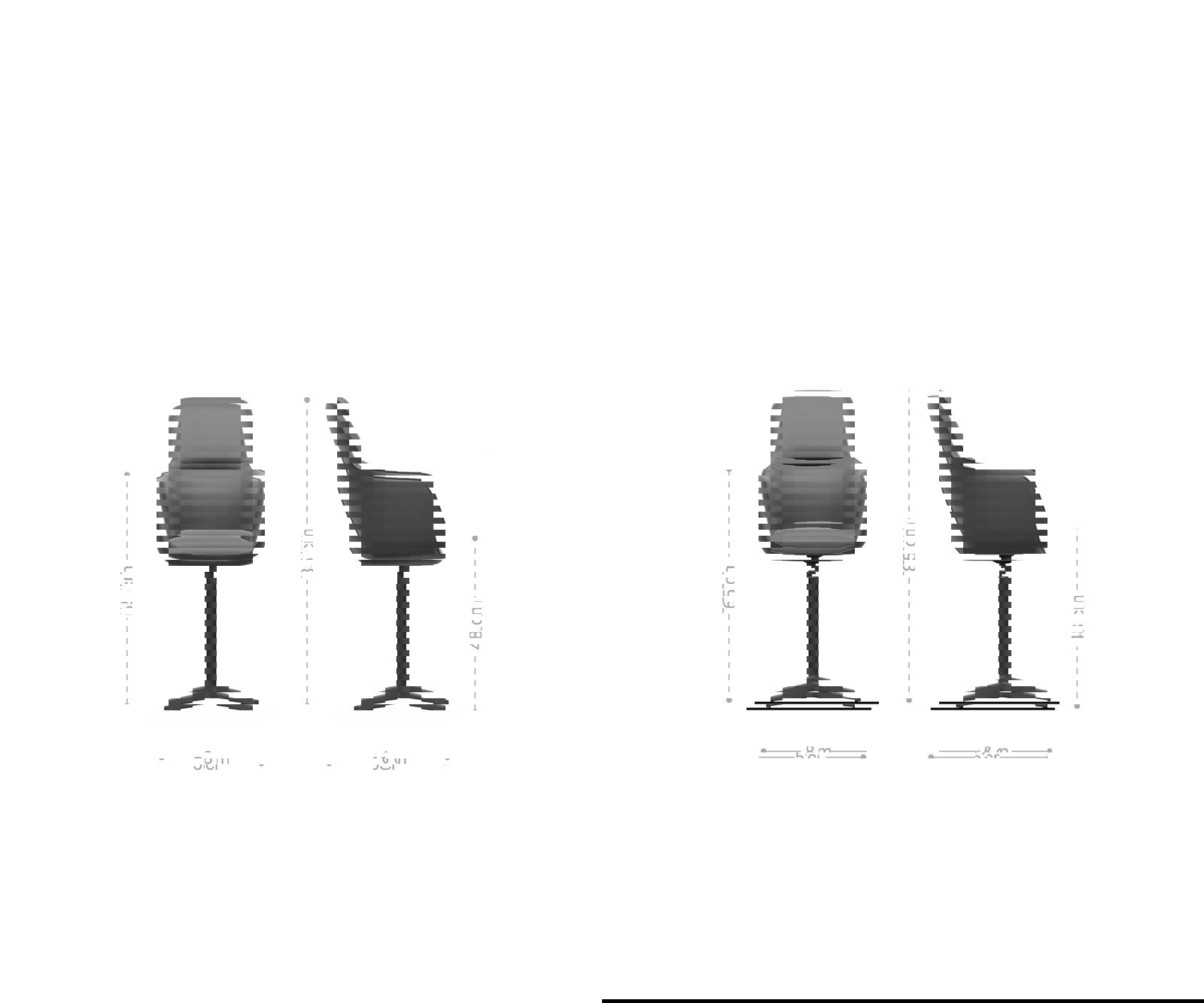 Otočná jedálenská stolička Pejo-Flex zmiešané materiály čierna kovová podstava nerezová oceľ 360° otočný vrecková pružina - Image 6