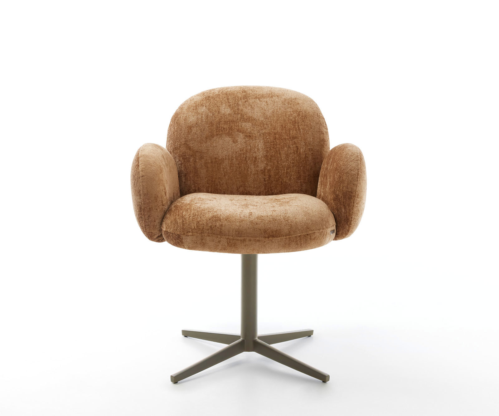 Otočná jedálenská stolička Nube-Flex s opierkami z chenillu hrdzavá podstava efektová titanová 360° otočná vrecková pružina - Image 2