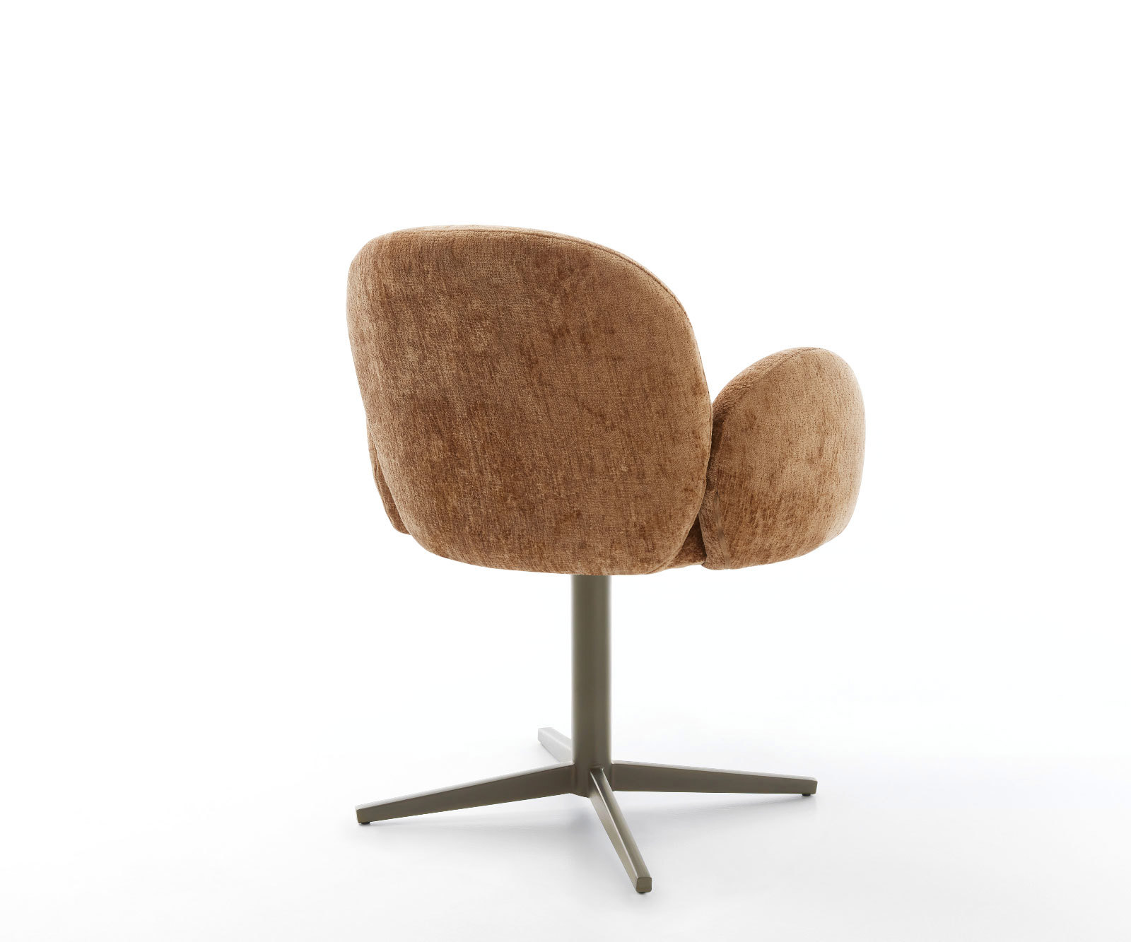 Otočná jedálenská stolička Nube-Flex s opierkami z chenillu hrdzavá podstava efektová titanová 360° otočná vrecková pružina - Image 5