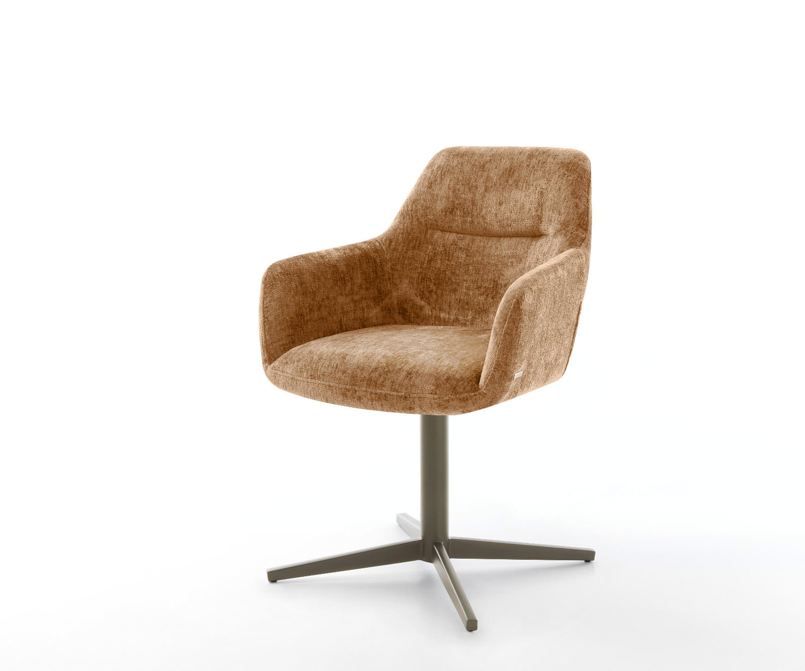 Otočná jedálenská stolička Pejo-Flex šenilka hrdzavá podstava titánový efekt 360° otočný vrecková pružina