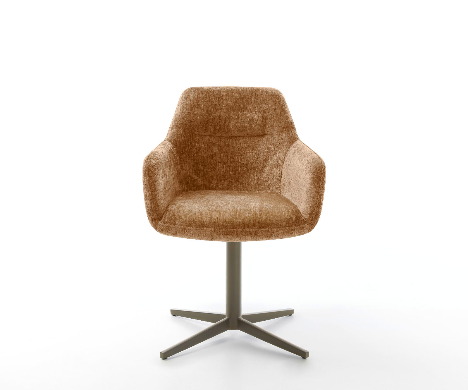 Otočná jedálenská stolička Pejo-Flex šenilka hrdzavá podstava titánový efekt 360° otočný vrecková pružina - Image 2