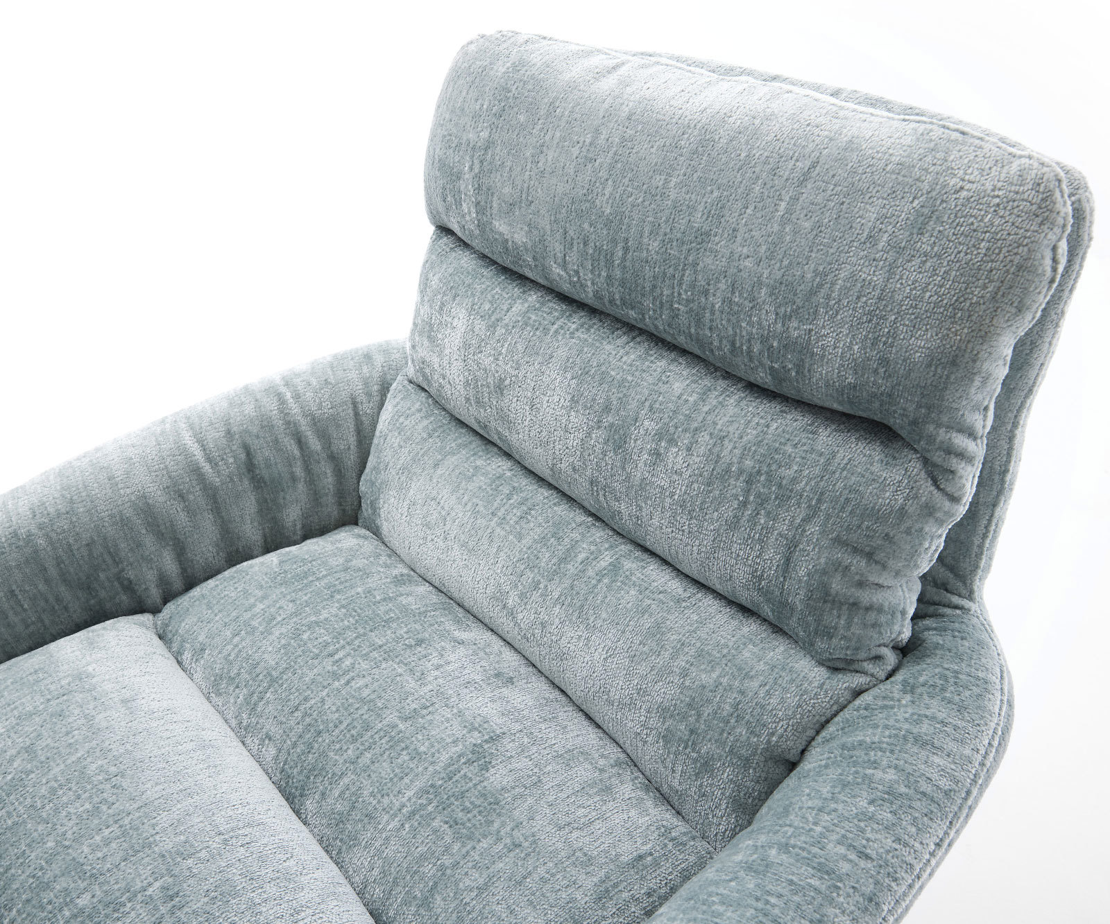 Otočná jedálenská stolička Abelia-Flex s opierkami chenille pastelovo modrá krížová podstava široká nerezová oceľ otočná o 360° s hojdacou funkciou - Image 4