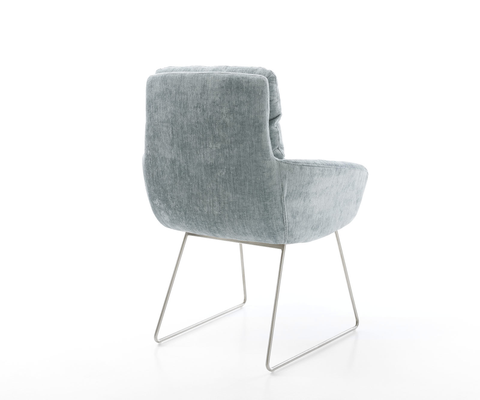 Jedálenská stolička Abelia-Flex s opierkami chenille pastelovo modrá kovová podstava nerezová oceľ - Image 5