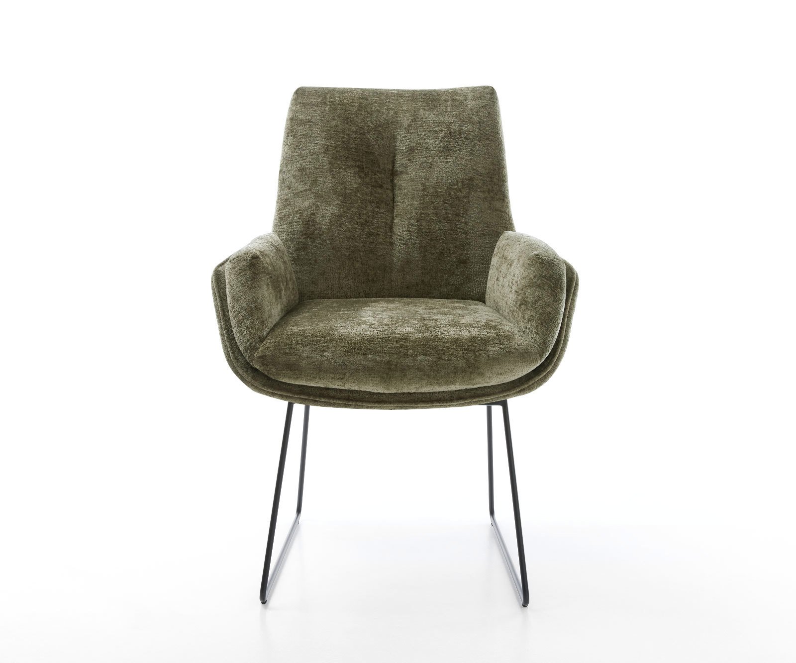 Jedálenská stolička Clea-Flex šenilka olivová tenká podstava čierna - Image 2