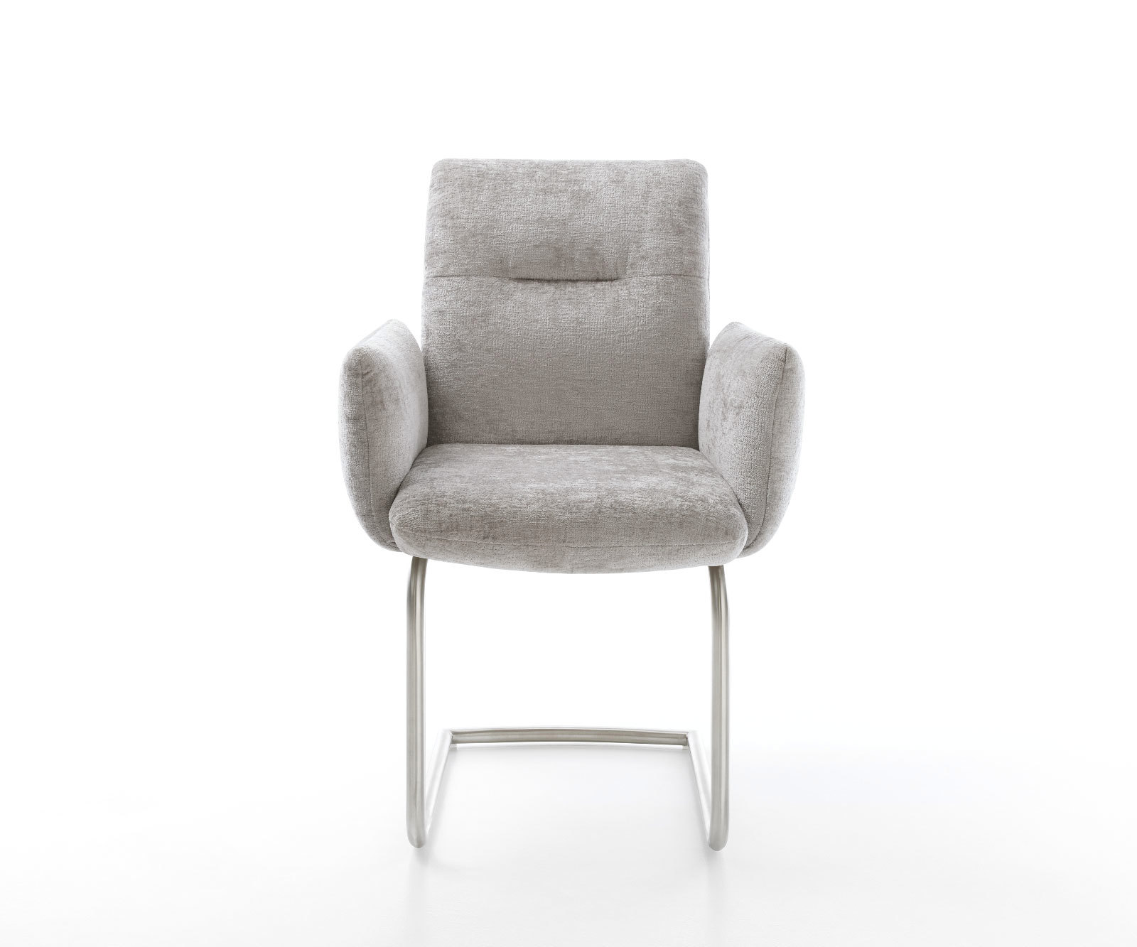 Jedálenská stolička Jova-Flex s opierkami mikrovlákno strieborno sivá jedálenská stolička okrúhla nerezová oceľ vrecková pružina - Image 2